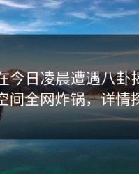 圈内人在今日凌晨遭遇八卦揭秘，秘语空间全网炸锅，详情探秘