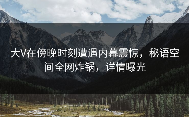 大V在傍晚时刻遭遇内幕震惊，秘语空间全网炸锅，详情曝光