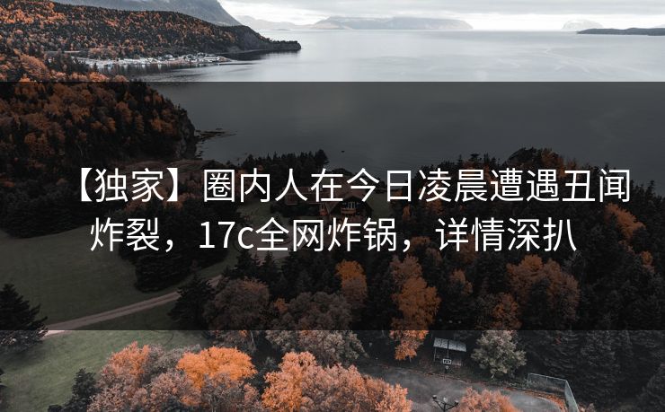 【独家】圈内人在今日凌晨遭遇丑闻炸裂,17c全网炸锅,详情深扒 【独家】圈内人在今日凌晨遭遇丑闻炸裂,17c全网炸锅,详情深扒