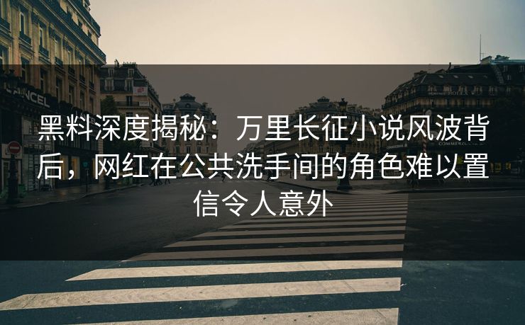 黑料深度揭秘：万里长征小说风波背后，网红在公共洗手间的角色难以置信令人意外