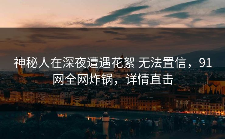 神秘人在深夜遭遇花絮 无法置信，91网全网炸锅，详情直击