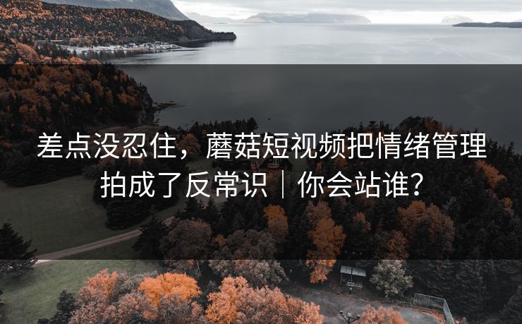 差点没忍住，蘑菇短视频把情绪管理拍成了反常识｜你会站谁？